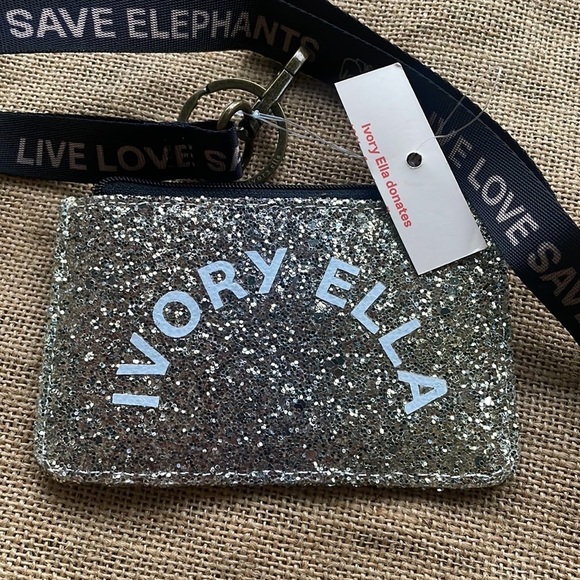 Ivory Ella Glitter Ombré Lanyard Black Gold New badge Holder Wallet Card Holder - Picture 5 of 8